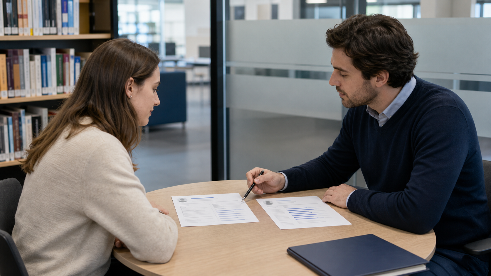 Screen comparing two resume formats with a decision panel