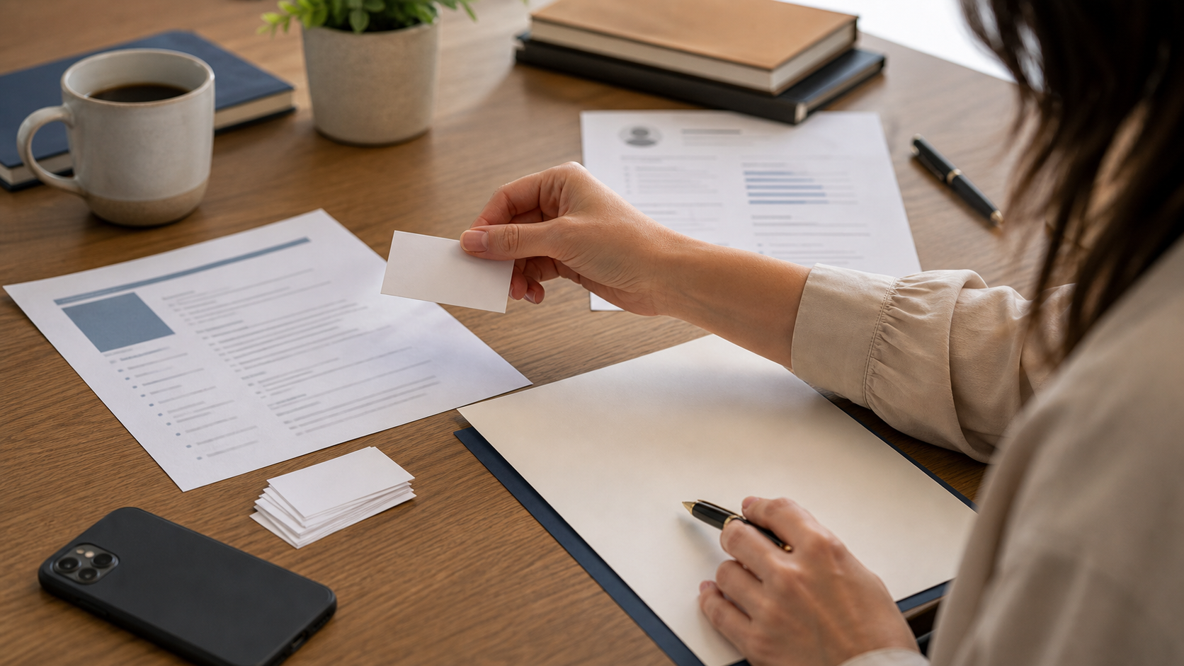 Printed cover letter reviewed with a pen on a desk